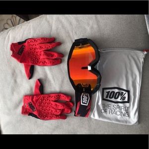 100% brand goggles & gloves
